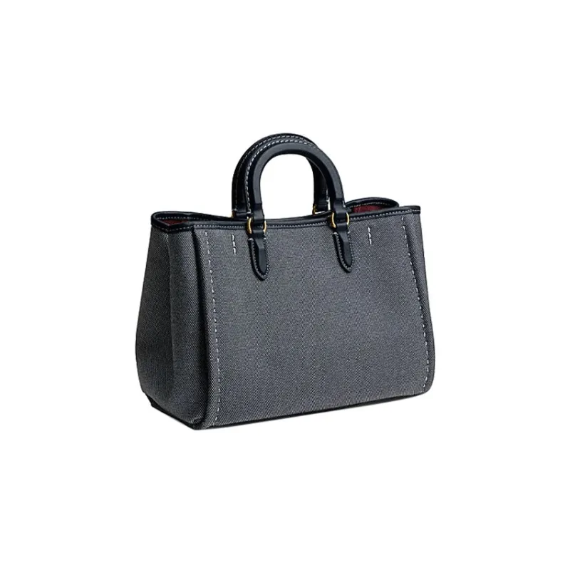 COACH Fabric Tote Bag, Shopping Bag, One Shoulder Handbag Tubas Women's Dark Blue-1