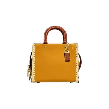 COACH Rogue Cow Leather Square Bag Handbag Shoulder Bag Crossbody Bag Small Size Women's Goldilocks Yellow