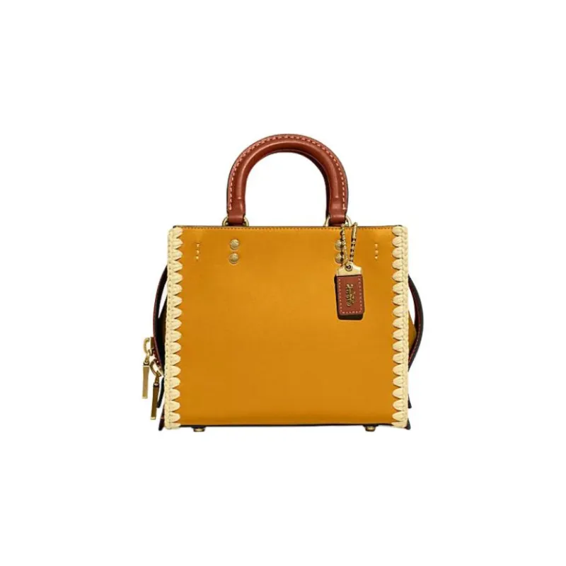COACH Rogue Cow Leather Square Bag Handbag Shoulder Bag Crossbody Bag Small Size Women's Goldilocks Yellow-0