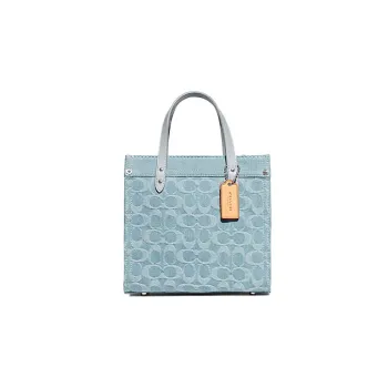 COACH Field Fabric Tote Bag Shopping Bag Shoulder Bag Crossbody Bag Handbag Small Size Women's Blue