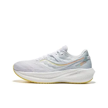 Saucony Triumph 20 Cushioned Slip Resistant Abrasion Resistant Low Top Marathon Running Shoes Unisex White Gold
