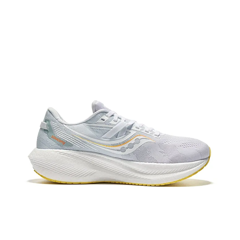 Saucony Triumph 20 Cushioned Slip Resistant Abrasion Resistant Low Top Marathon Running Shoes Unisex White Gold-1