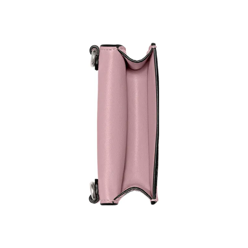 COACH Flap Card Case Cow Leather Crossbody Wallet Card Holder Mini Women's Light Purple-1