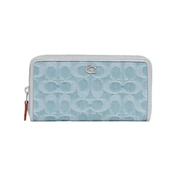 COACH Zip Around Fabric Mahjong Bag Handheld Wallet Small Size Women's Blue