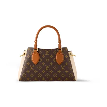 LOUIS VUITTON Canvas Cow Leather Patchwork Shoulder Bag Crossbody Bag Handbag Small Size Women's Brown/White
