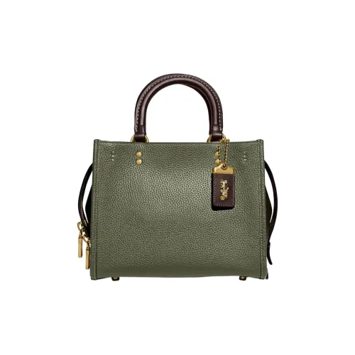 COACH Rogue Grained Calfskin Tote Bag Shopping Bag Shoulder Bag Crossbody Bag Handbag Medium Size Women's Olive Green