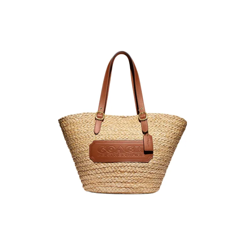 COACH Plant Material Tote Bag, Shopping Bag, Handbag, Shoulder Bag Women's Brown-0