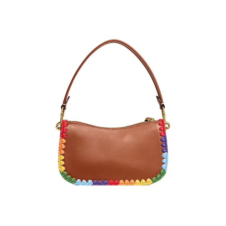 COACH Swinger Cow Leather Shoulder Bag Women's Brown-1