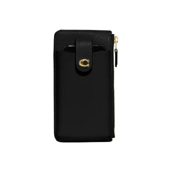 COACH Phone Grained Calfskin Cell Phone Pouch Wallet Women's Black