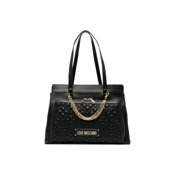 LOVE MOSCHINO Polyurethane Tote Bag, Shopping Bag, Handbag, Shoulder Bag Women's Black