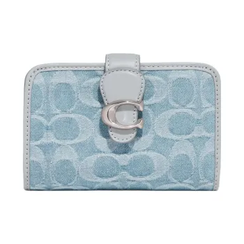 COACH Tabby Fabric Coin Purse Wallet Medium Size Women's Blue