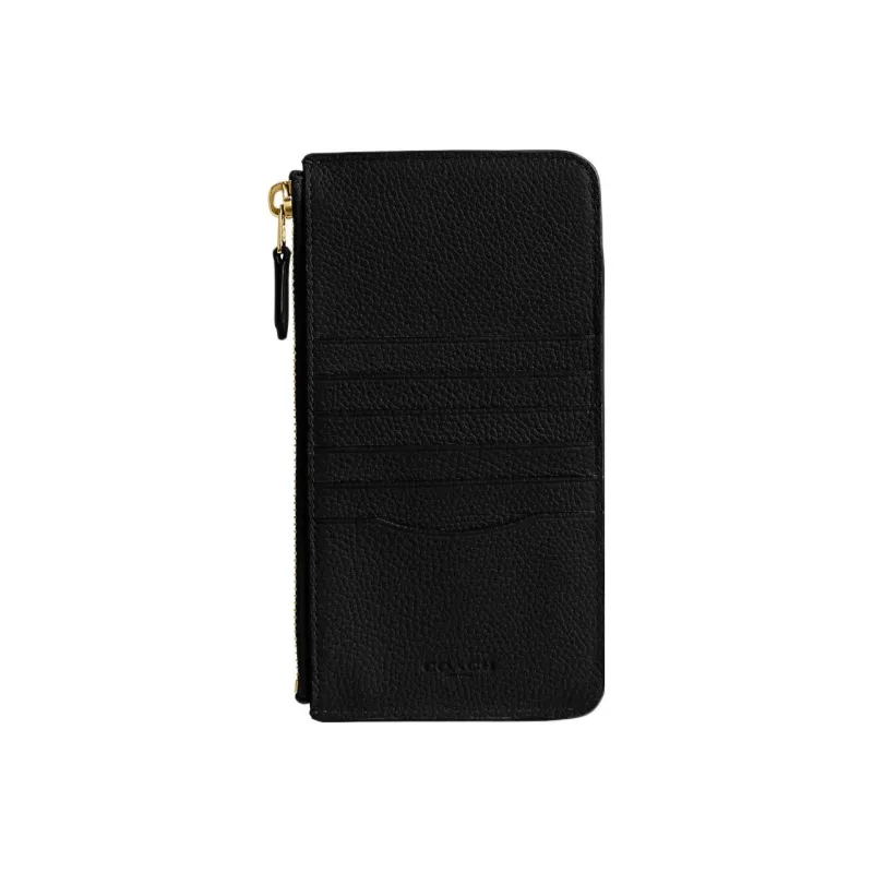 COACH Grained Calfskin Cell Phone Pouch Wallet Women's Black-1