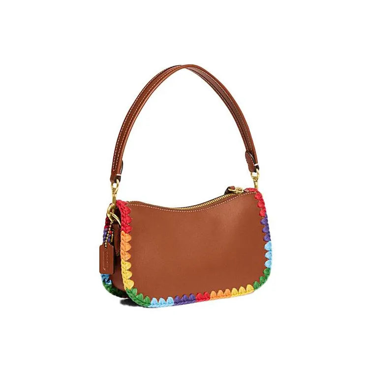 COACH Swinger Cow Leather Shoulder Bag Women's Brown-0