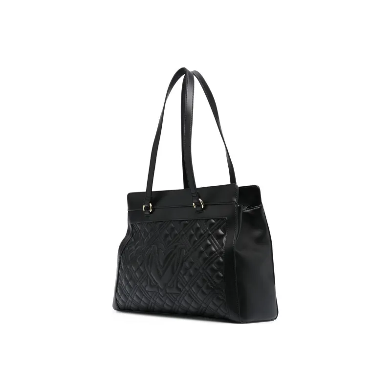 LOVE MOSCHINO Polyurethane Tote Bag, Shopping Bag, Handbag, Shoulder Bag Women's Black-1