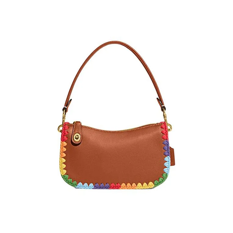 COACH Swinger Cow Leather Shoulder Bag Women's Brown-4