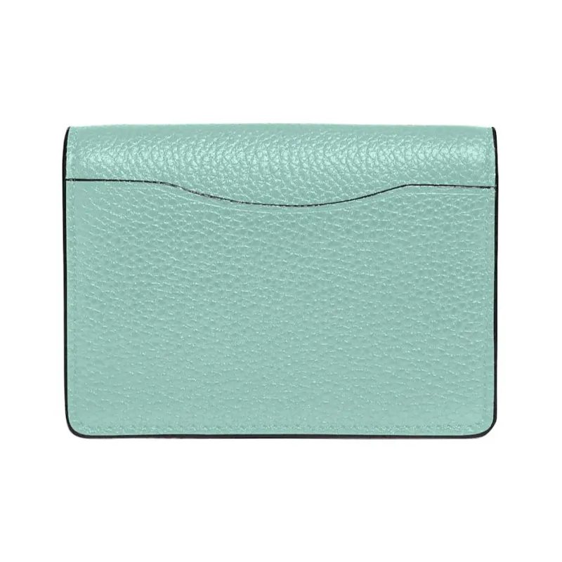 COACH Flap Card Case Cow Leather Crossbody Wallet Card Holder Mini Women's Blue-1