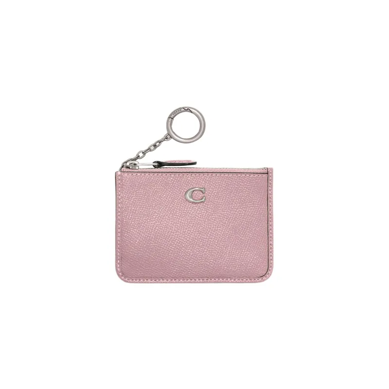 COACH Mini Id Skinny Grain Cow Leather Document Bag, Card Holder Mini Women's Purple-0