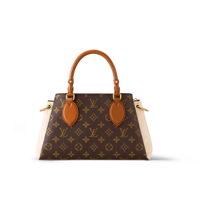 LOUIS VUITTON Canvas Cow Leather Patchwork Shoulder Bag Crossbody Bag Handbag Small Size Women's Brown/White-2