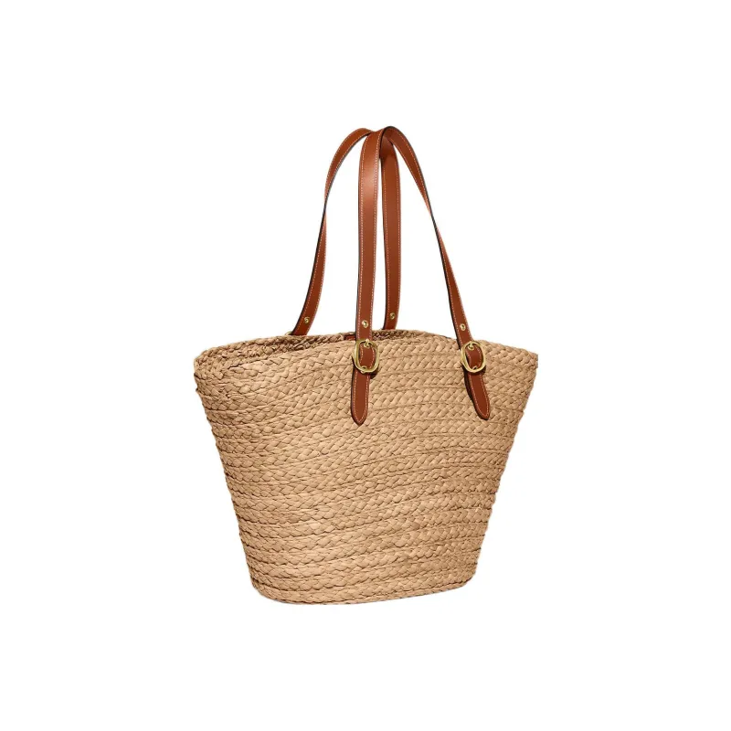 COACH Plant Material Tote Bag, Shopping Bag, Handbag, Shoulder Bag Women's Brown-1