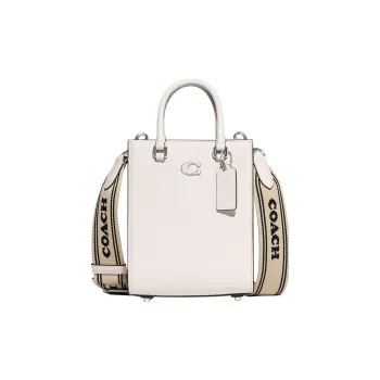 COACH Cow Leather Tote Bag, Shopping Bag, Handbag Trumpets Women's White