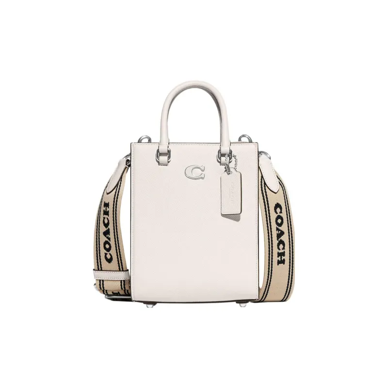COACH Cow Leather Tote Bag, Shopping Bag, Handbag Trumpets Women's White-0