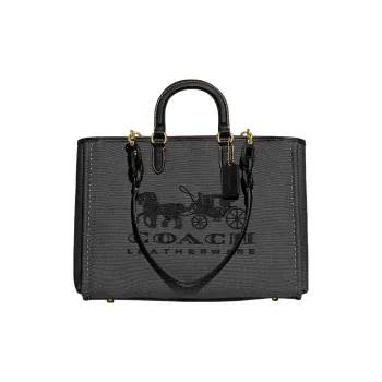 COACH Fabric Tote Bag, Shopping Bag, One Shoulder Handbag Large Size Women's Black