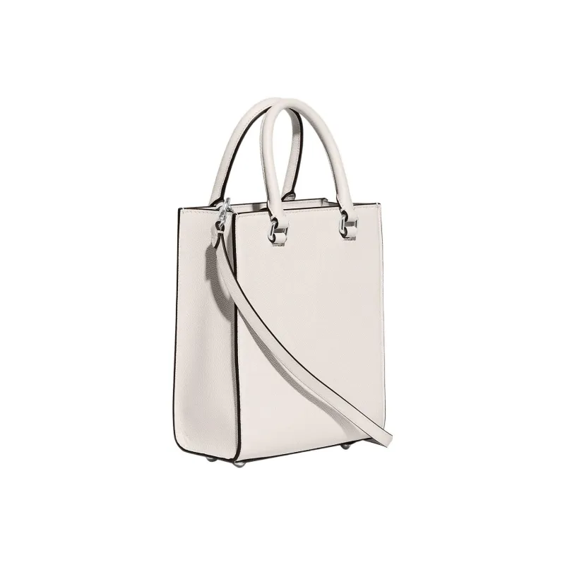 COACH Cow Leather Tote Bag, Shopping Bag, Handbag Trumpets Women's White-1