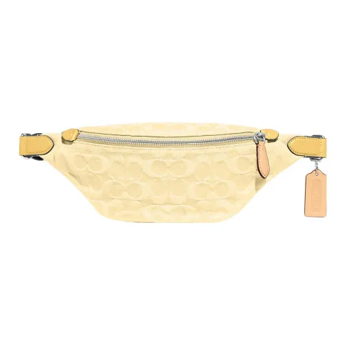 COACH Charter Fabric Sling Bag Fanny Pack Large Size Women's Light Yellow