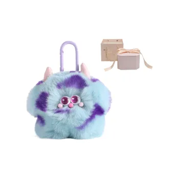 Luxury Care Artisan Workshop Rex Rabbit Fur Keychain Bag Strap Women's Blue Purple/Cow Color