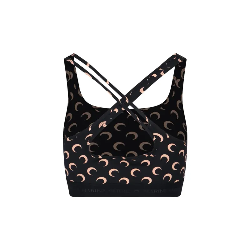 Marine Serre All Over Moon Brassiere 'All Over Moon Tan On Black'-1