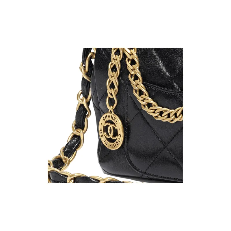 CHANEL Lambskin Flap Bag, Handbag, Shoulder Bag, Crossbody Bag Women's Black-3