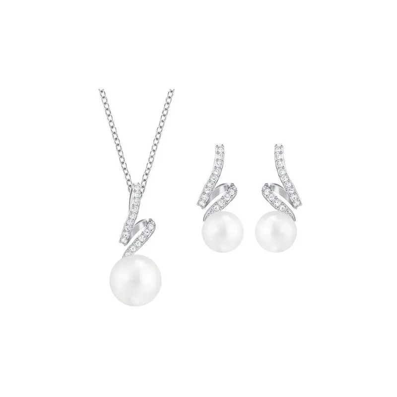 Swarovski Gabriella Metal Necklace & Stud Earrings Set Unisex-0