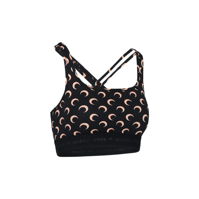 Marine Serre All Over Moon Brassiere 'All Over Moon Tan On Black'-2