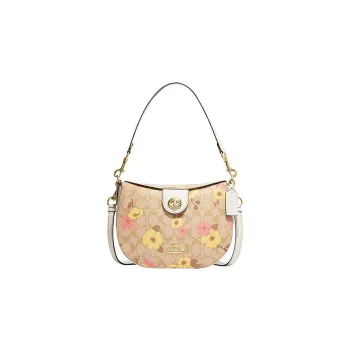 COACH Cow Leather Shoulder Bag, Crossbody Bag Medium Size Women's Khaki