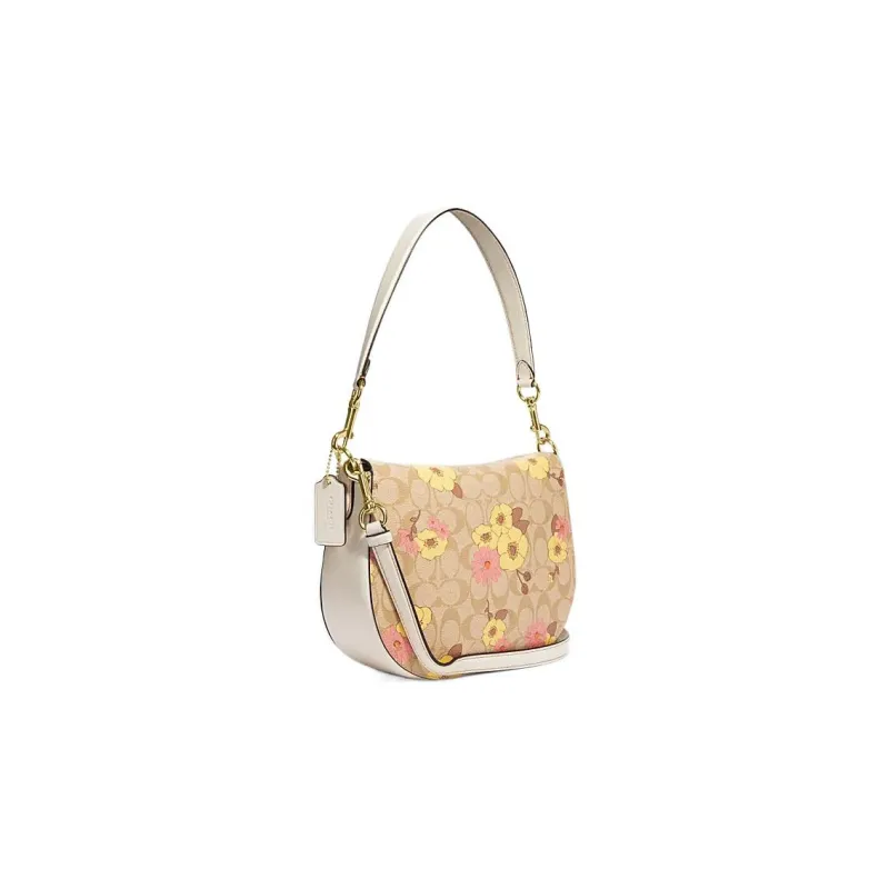 COACH Cow Leather Shoulder Bag, Crossbody Bag Medium Size Women's Khaki-1
