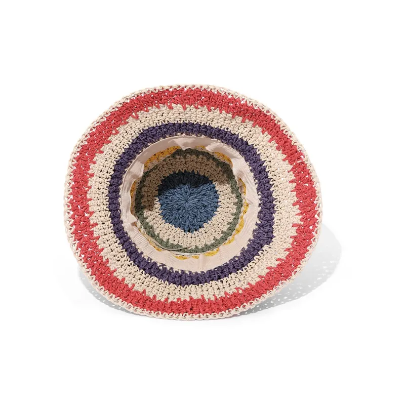 Clect Sun Protection Hats Women's Rainbow Beach Straw Woven Hat-2