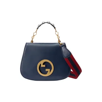 GUCCI Blondie Leather Shoulder Bag, Crossbody Bag, Handbag Small Size Women's Blue