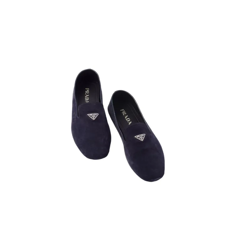 PRADA Logo-plaque Suede Driving Shoes-3