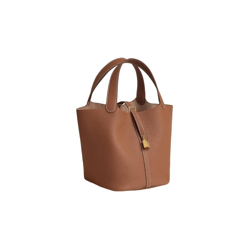 HERMES Picotin Lock Maurice Bullock Leather Basket Bag Handbag Bucket Bag 22 Women's 34 Fauve Light Tawny-1
