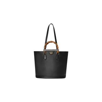 GUCCI Diana Leather Tote Bag, Shopping Bag, Shoulder Bag, Handbag Medium Size Women's Black