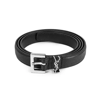 SAINT LAURENT Monogram Logo Plaque Belt