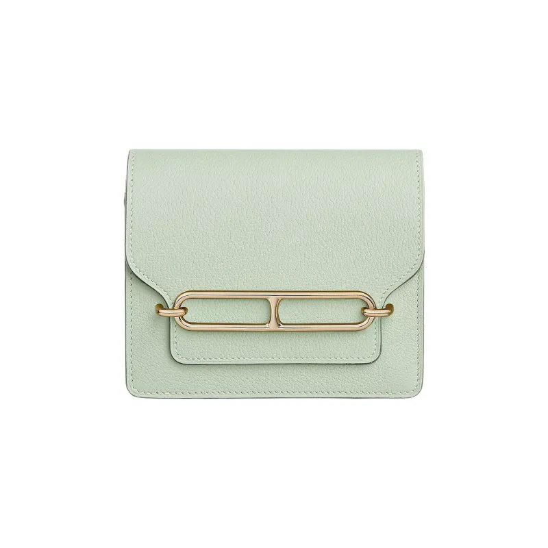 HERMES Roulis Evercolor Calfskin Pig Nose Coin Purse, Card Holder, Fanny Pack, Wallet Women's 0S Vert Fizz Bubble Green-2