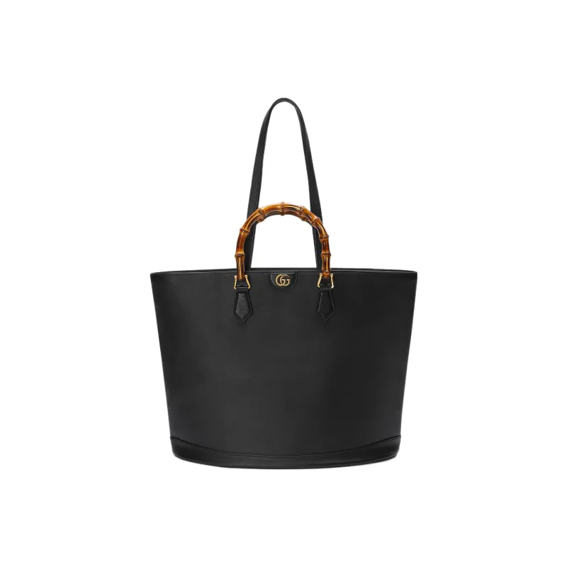GUCCI Diana Leather Tote Bag Shopping Bag Shoulder Bag Handbag Large Size Women's Black-2