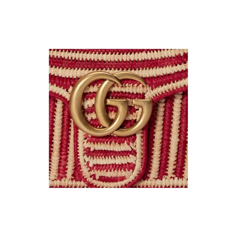 GUCCI GG Marmont Woven Straw Portable Crossbody Bag, Shoulder Bag Women's-7