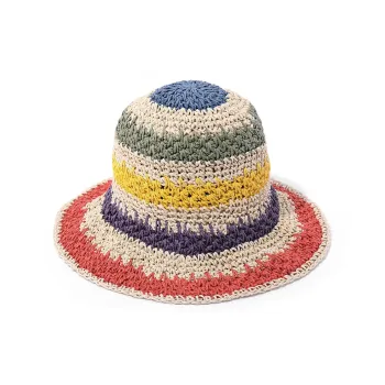 Clect Sun Protection Hats Women's Rainbow Beach Straw Woven Hat