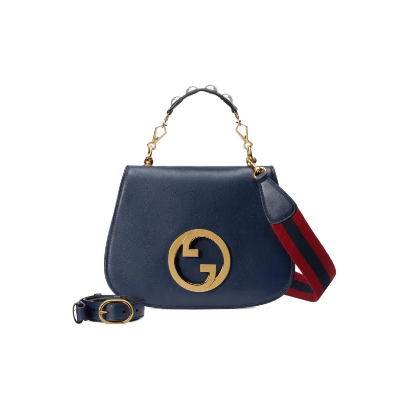GUCCI Blondie Leather Shoulder Bag, Crossbody Bag, Handbag Small Size Women's Blue-3
