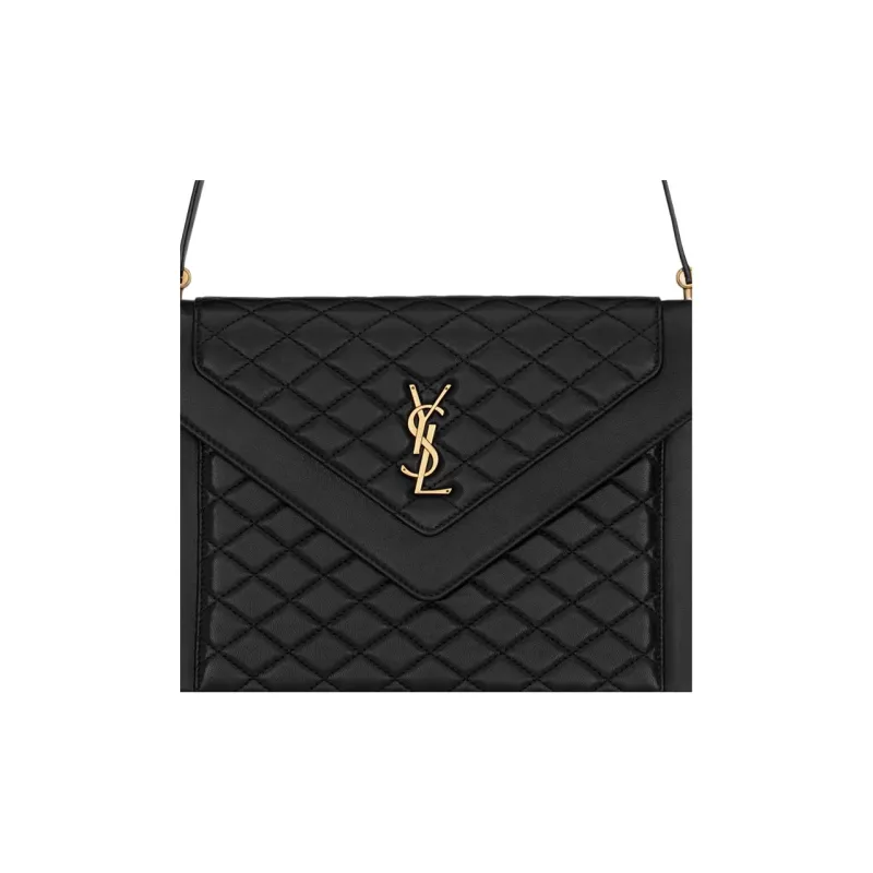 SAINT LAURENT GABY Lambskin Envelope Bag, Shoulder Bag, Crossbody Bag, Handbag Women's Black-6
