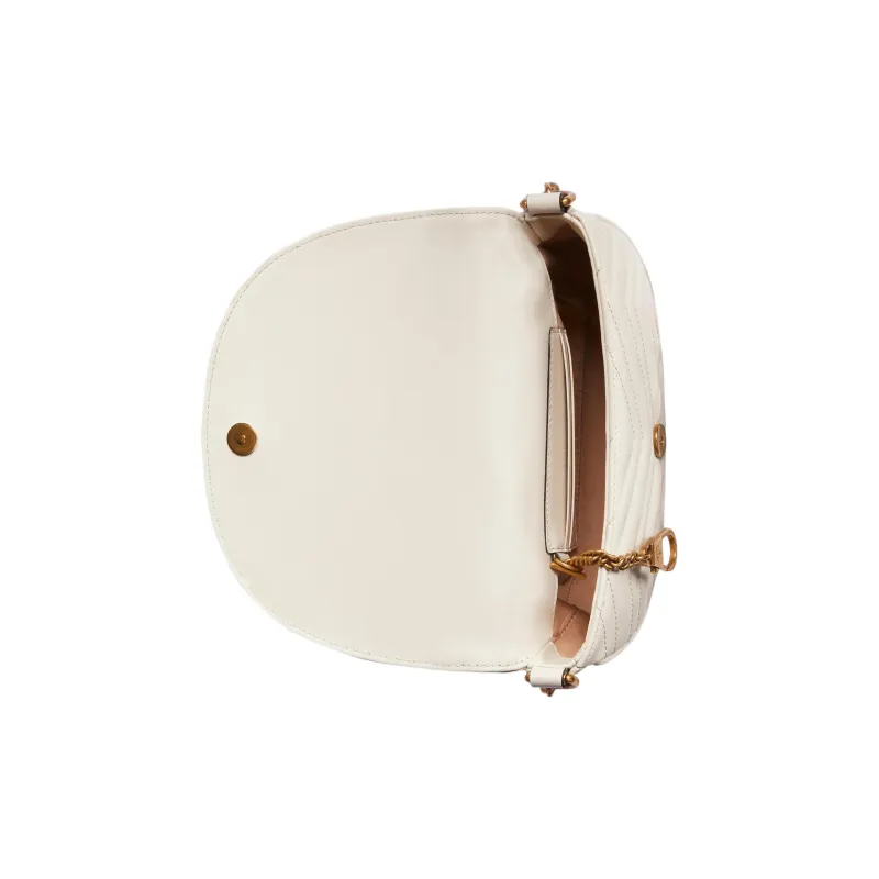 GUCCI Marmont Leather Shoulder Bag Crossbody Bag Mini Women's White-6