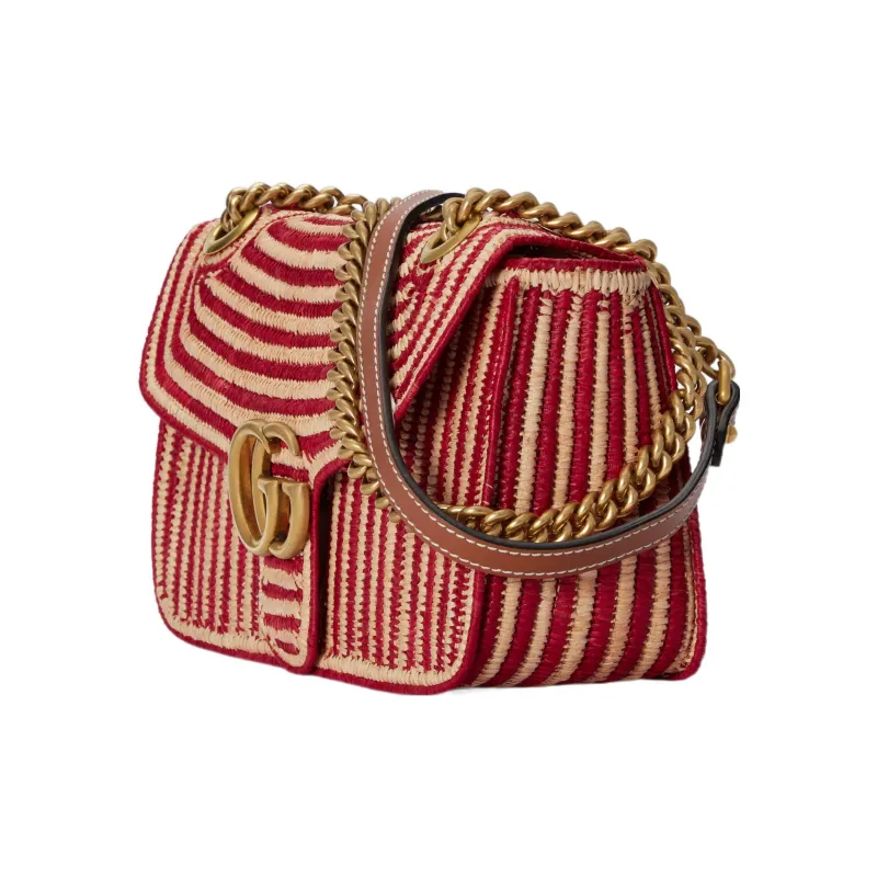 GUCCI GG Marmont Woven Straw Portable Crossbody Bag, Shoulder Bag Women's-1