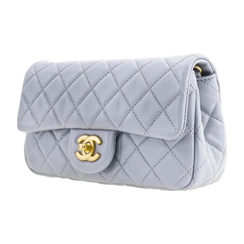 CHANEL Classic Flap CF21B Fall Leather Shoulder Bag, Crossbody Bag Mini Women's Cool Gray-1